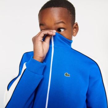 Lacoste Two-Tone Bomulds Fleece Zip Sweatshirt Blå Hvide Mørkeblå Blå | 6qNSnSCC