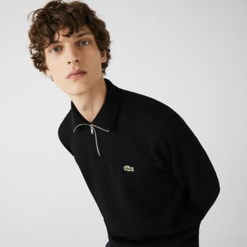 Lacoste Zippered Stand-Up Collar Bomulds Sweatshirt Sort | Me3CMs3r