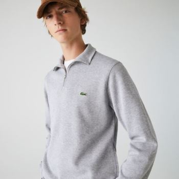 Lacoste Zippered Stand-Up Collar Bomulds Sweatshirt Grå | UWcS09M9