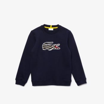 Lacoste x National Geographic Fleece Sweatshirt Mørkeblå Blå Hvide | moOpW6Qx