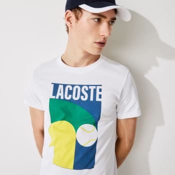 Lacoste Åndbar Graphic Print T-shirt Hvide | MPcbArkP