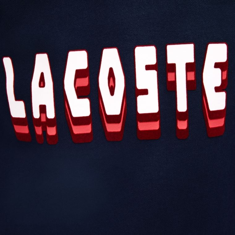 Lacoste 3D-Lettering Fleece Sweatshirt Kjole Mørkeblå Blå | ITlxsshm