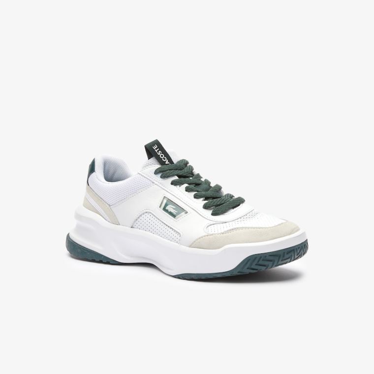 Lacoste Ace Lift Colourblock Læder Reflective Sneakers Hvide Mørkegrøn | HTyZdYLA