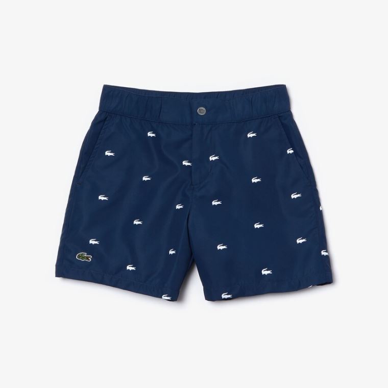 Lacoste All-Over Croc Swim Trunks Mørkeblå Blå Hvide | ec22G4AM