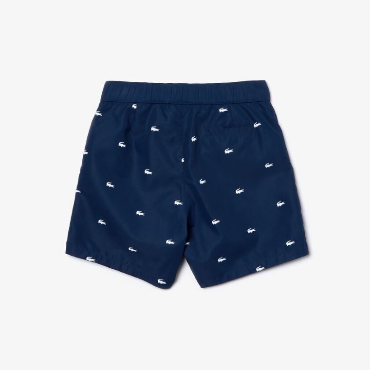 Lacoste All-Over Croc Swim Trunks Mørkeblå Blå Hvide | ec22G4AM