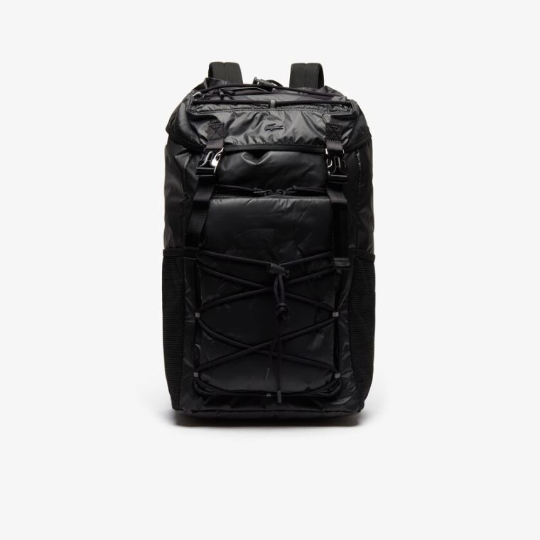 Lacoste Altitude Drawstring Flap Nylon Backpack Sort | FHjSI3E1