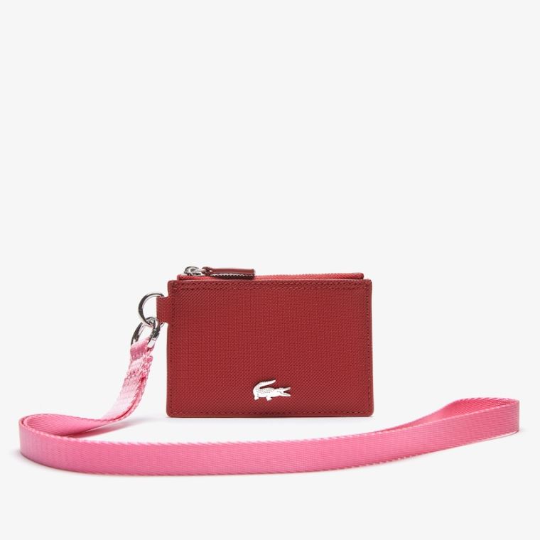 Lacoste Anna Coated Canvas Zip Badge Holder Lyserød | VQzxm0AP