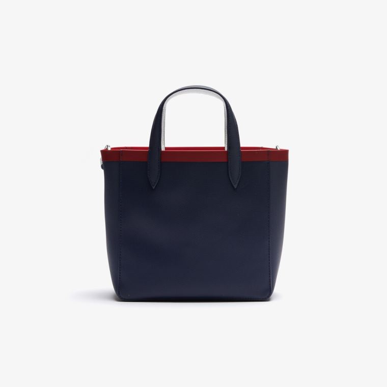 Lacoste Anna Contrast L Coated Canvas Tote Bag Mørkeblå Hvide Rød | P7leQ1gF