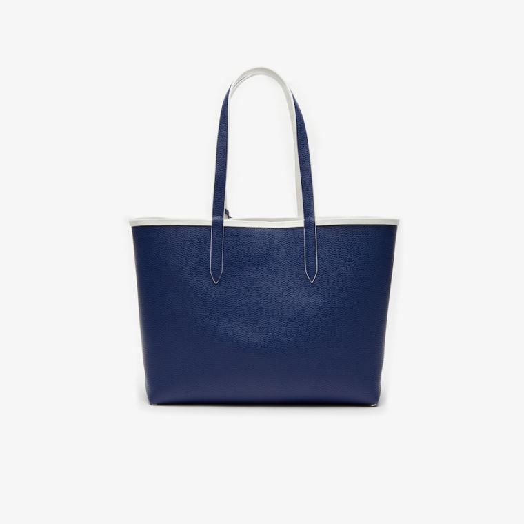 Lacoste Anna Removable Pouch Coloured Design Tote Hvide Mørkeblå Blå | uhFvJbdq