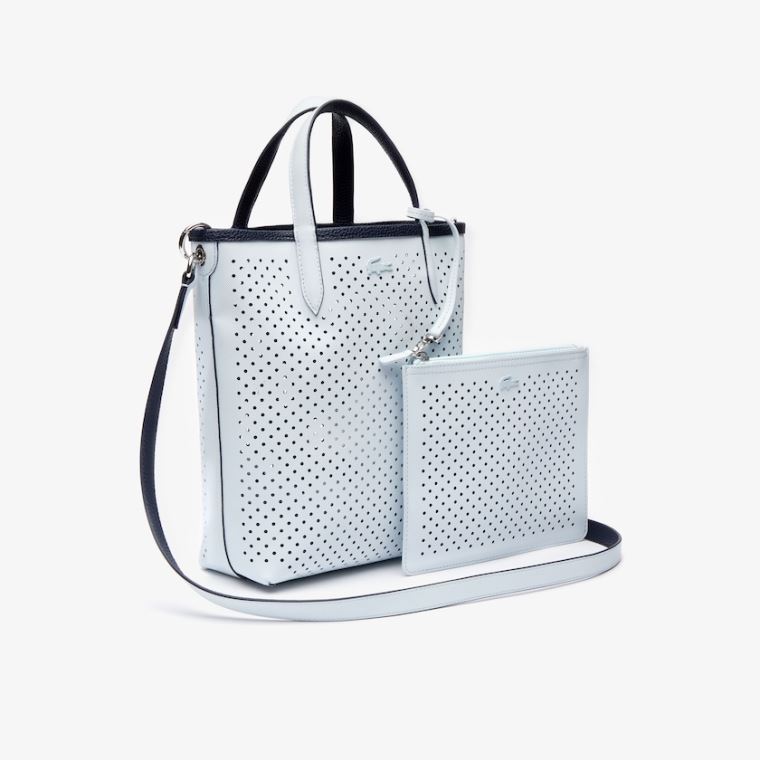 Lacoste Anna Removable Pouch Perforated Vertical Tote Mørkemørkeblå Hvide | QB21cNzM