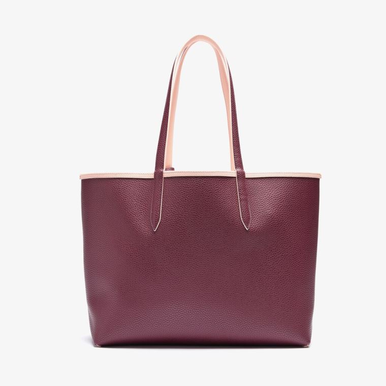 Lacoste Anna Removable Pouch Signature Reversible Tote Bordeaux | dScz5WTW