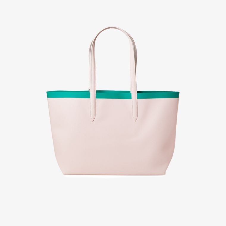 Lacoste Anna Reversible Contrast Band Coated Canvas Tote Bag Lyserød Hvide | ViV45RD0