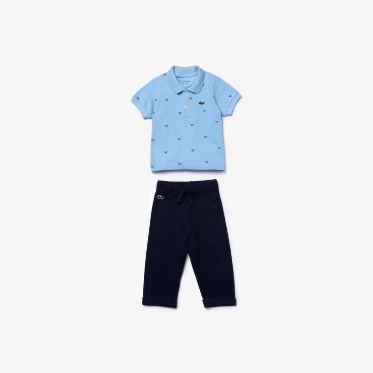 Lacoste Baby Rattle And Bomulds Piqué Pajama Box Set Lyseblå Mørkeblå Blå | 2Imsrsnh