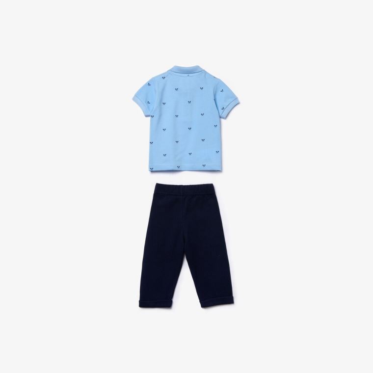 Lacoste Baby Rattle And Bomulds Piqué Pajama Box Set Lyseblå Mørkeblå Blå | 2Imsrsnh