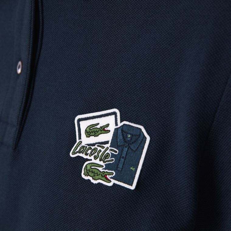 Lacoste Badge Polo Kjole Mørkeblå Blå | wW2JEMS5