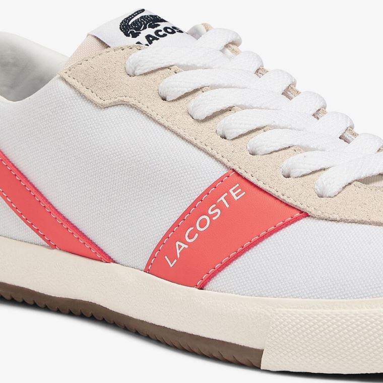 Lacoste Ball Net Canvas and Ruskind Sneakers Hvide Beige | uaSuakFc