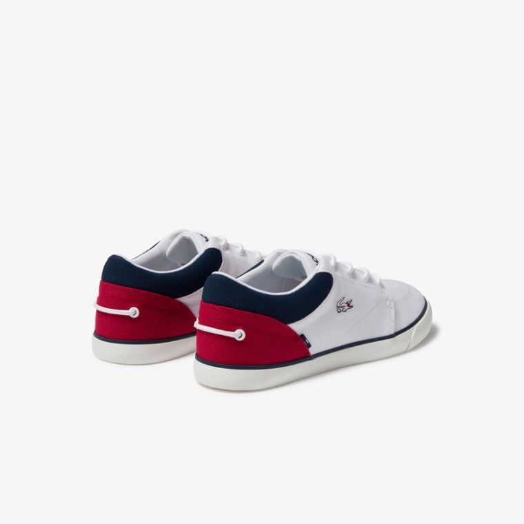 Lacoste Bayliss Canvas Sneakers Hvide Mørkeblå Rød | ASRZmcEv