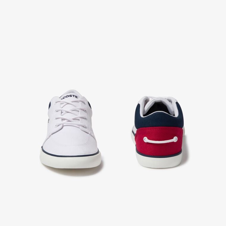 Lacoste Bayliss Canvas Sneakers Hvide Mørkeblå Rød | ASRZmcEv