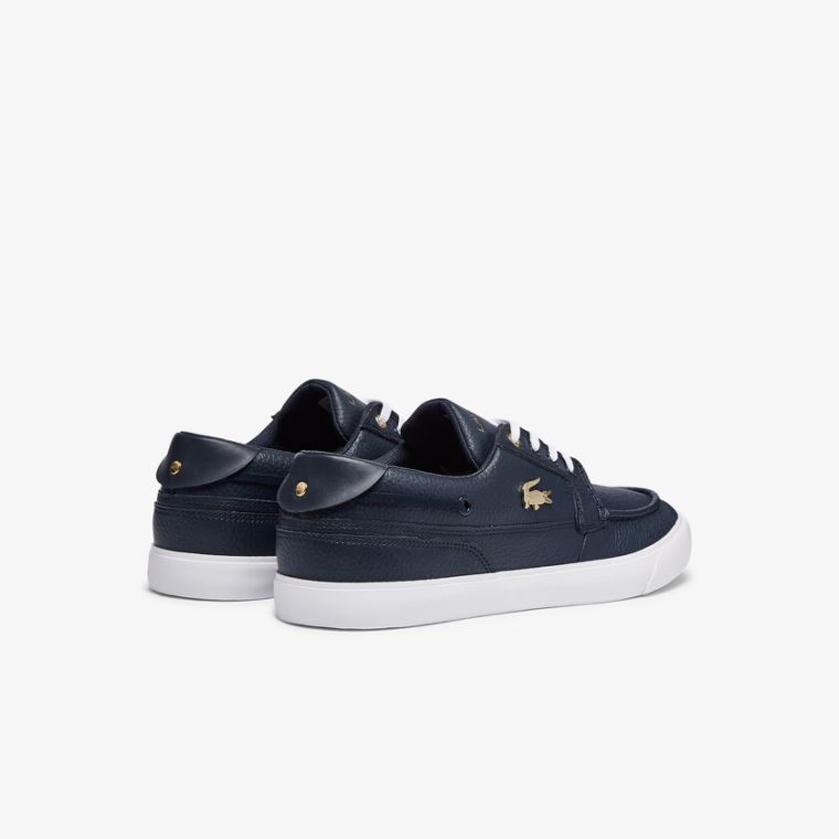 Lacoste Bayliss Deck Læder Sneakers Mørkeblå Hvide | UlRcXXLx