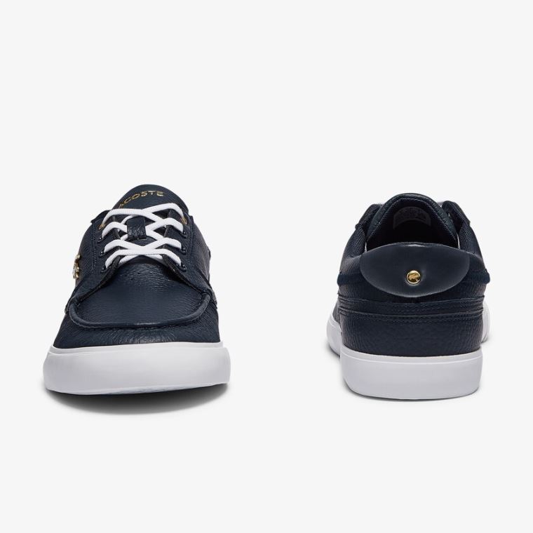 Lacoste Bayliss Deck Læder Sneakers Mørkeblå Hvide | UlRcXXLx