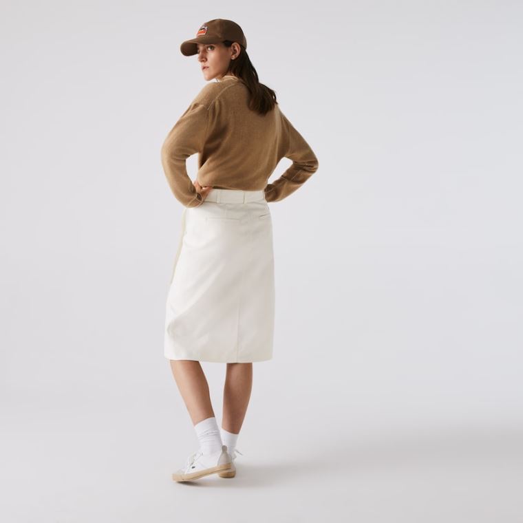 Lacoste Bomulds And Wool Wrap Skirt Hvide | EPUXdq0z