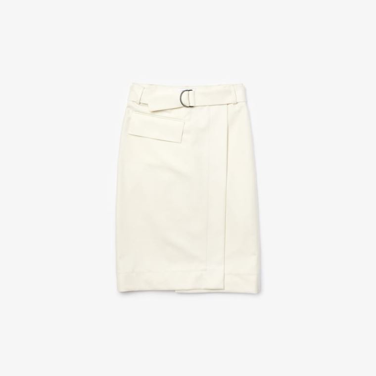 Lacoste Bomulds And Wool Wrap Skirt Hvide | EPUXdq0z