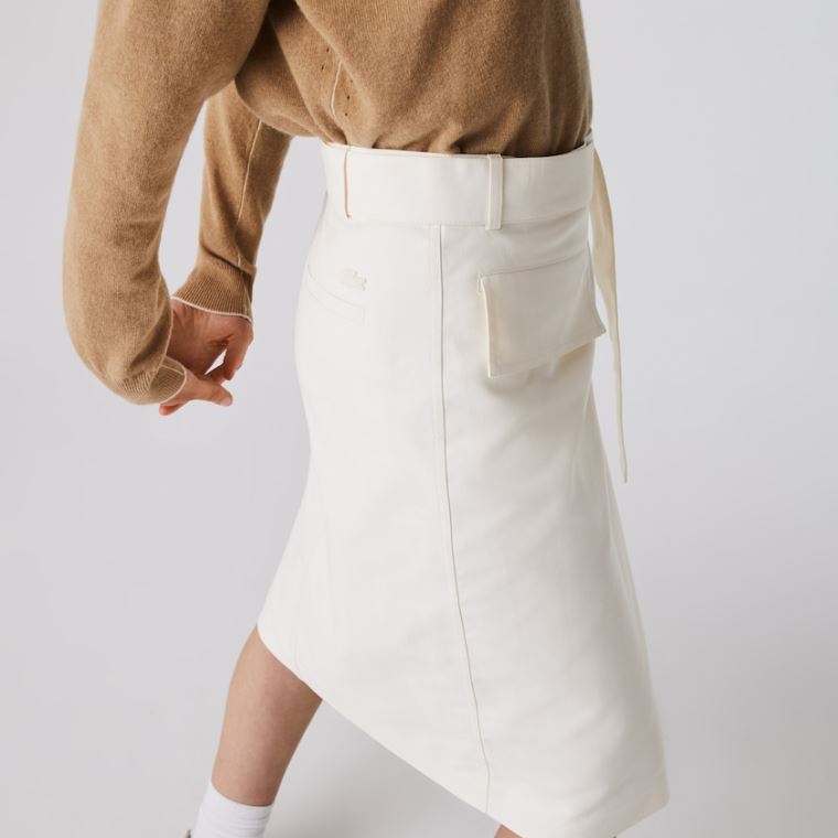 Lacoste Bomulds And Wool Wrap Skirt Hvide | EPUXdq0z