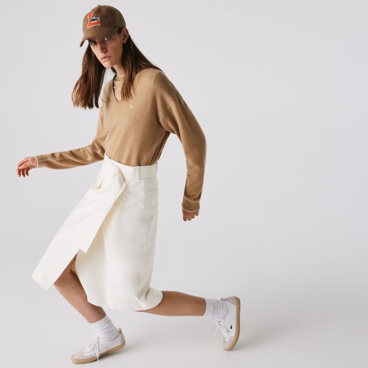 Lacoste Bomulds And Wool Wrap Skirt Hvide | EPUXdq0z