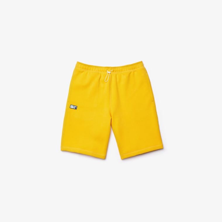 Lacoste Bomulds Blend Badge Bermuda Shorts Gul | 629e1kSL