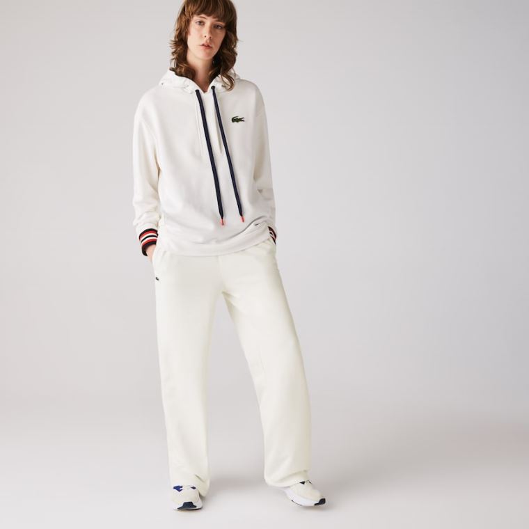 Lacoste Bomulds Fleece Trackpants Hvide | StE6whEL