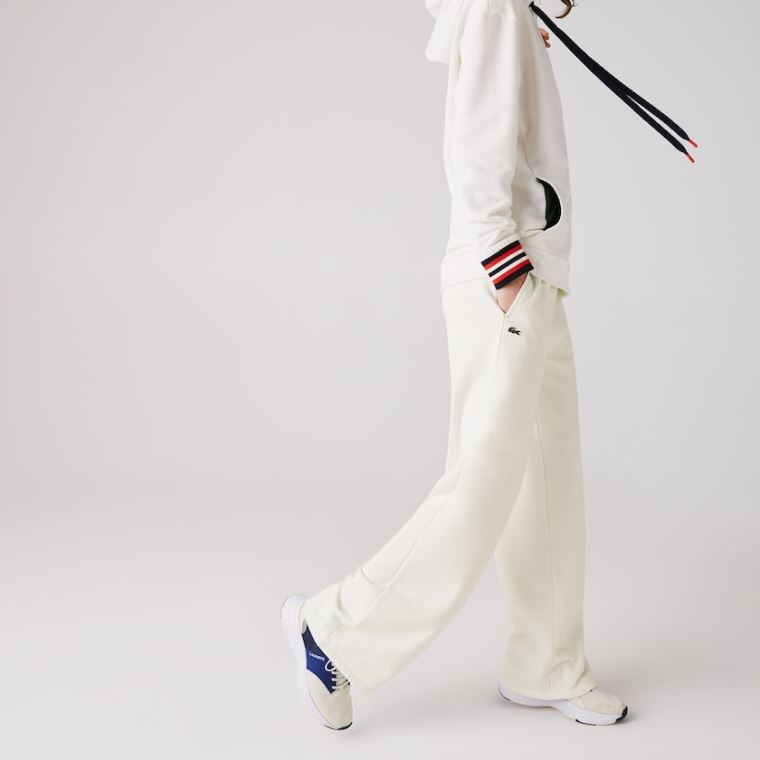 Lacoste Bomulds Fleece Trackpants Hvide | StE6whEL