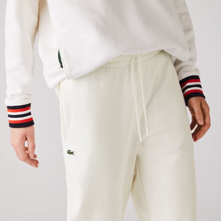 Lacoste Bomulds Fleece Trackpants Hvide | StE6whEL