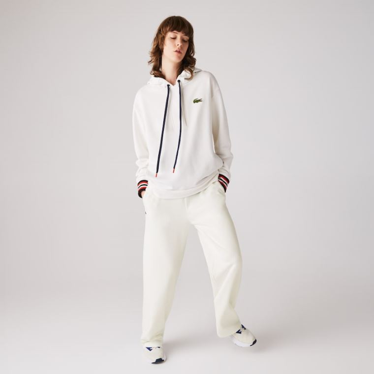 Lacoste Bomulds Fleece Trackpants Hvide | StE6whEL