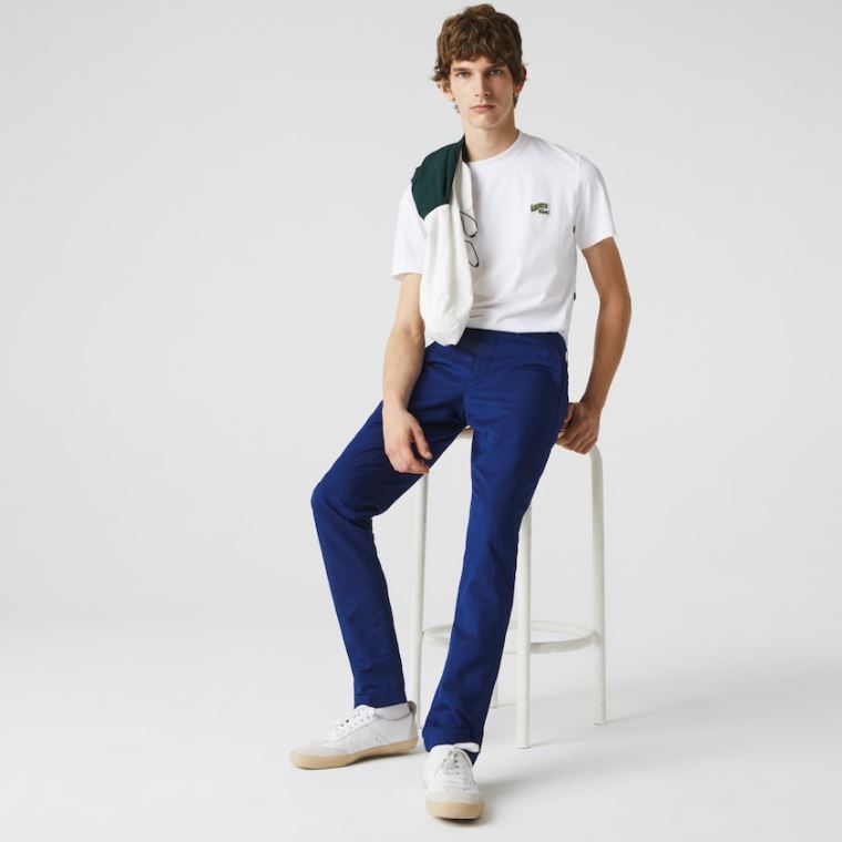 Lacoste Bomulds-Linen Chinos Mørkeblå Blå | SgsPxpmM