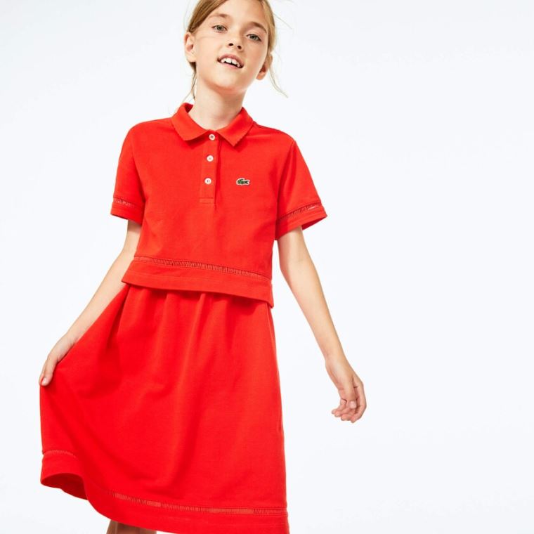 Lacoste Bomulds Petit Piqué Polo Kjole Rød | YrOchFya