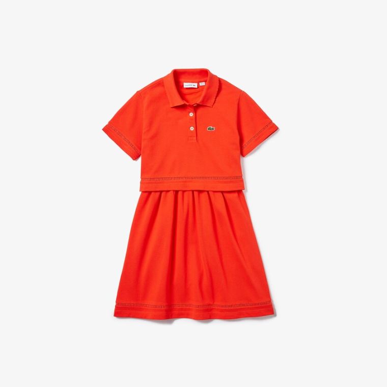 Lacoste Bomulds Petit Piqué Polo Kjole Rød | YrOchFya