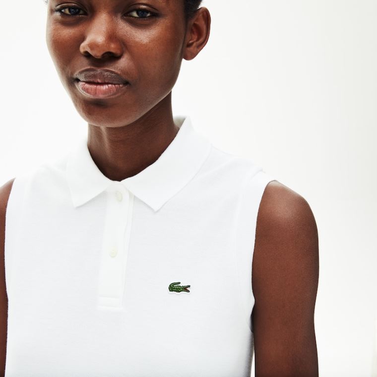 Lacoste Bomulds Piqué Polo Kjole Hvide | YqbkaTT7