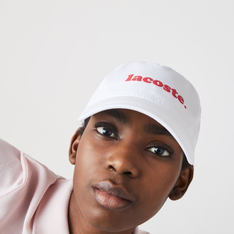 Lacoste Bomulds Poplin Logo Cap Hvide | vy2GPqWQ