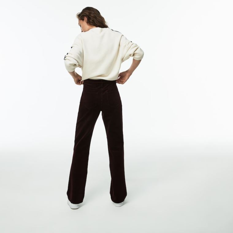 Lacoste Boxy Fit Striped Bomulds Velour Pants Brune | VQHNr02G