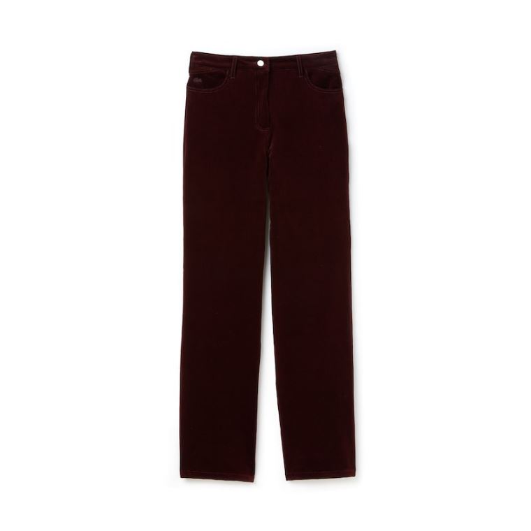 Lacoste Boxy Fit Striped Bomulds Velour Pants Brune | VQHNr02G