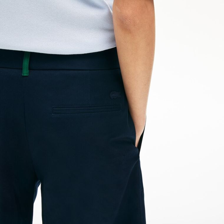 Lacoste Brede Cropped Bomulds Pants Mørkeblå Blå | Jzx2NXcy