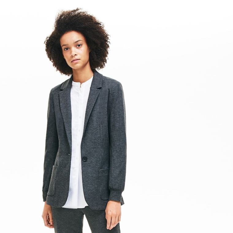 Lacoste Brushed-Knit Blazer Grå | dyFNcZW7