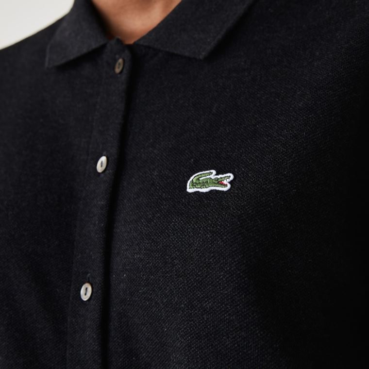 Lacoste Buttoned Belted Bomulds Piqué Polo Kjole Grå | 6215ko5j