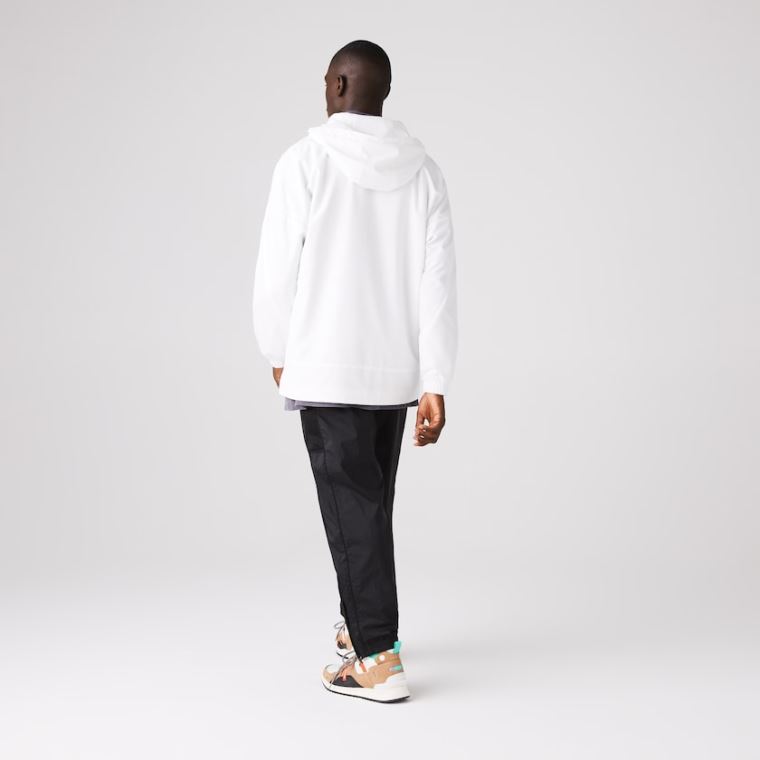 Lacoste CONCEPTS Collaboration Crocodile Print Windbreaker Hvide | TiFdsefe