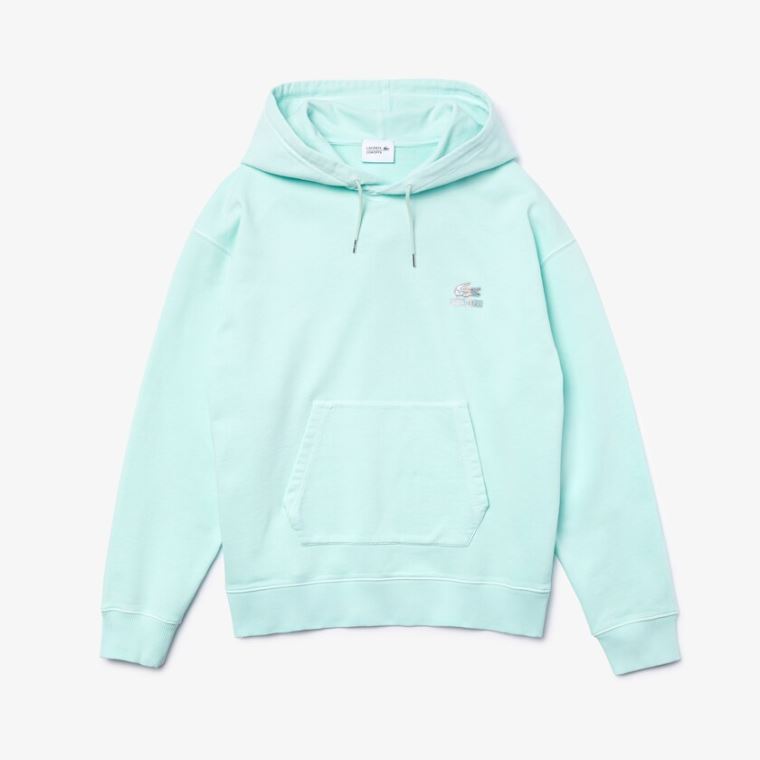 Lacoste CONCEPTS Collaboration Hætte Fleece Sweatshirt Turkis | ffjWzDyI