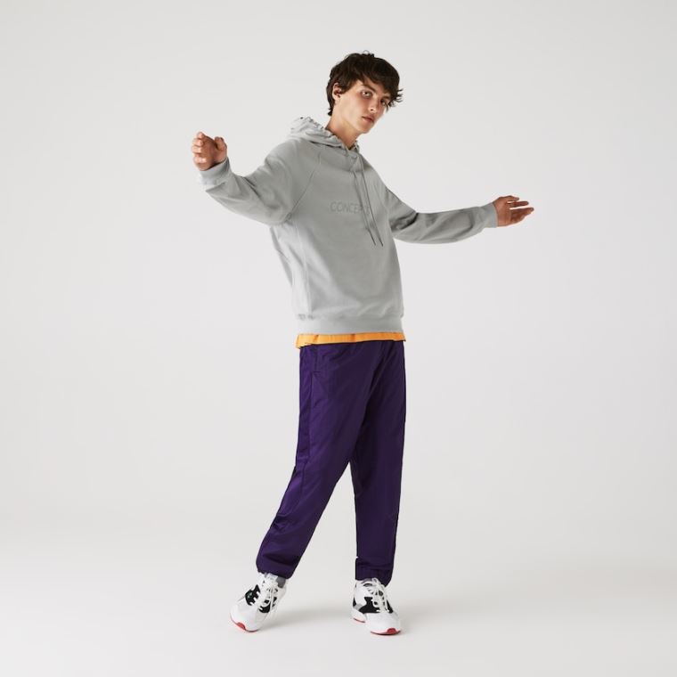 Lacoste CONCEPTS Collaboration Hætte Fleece Sweatshirt Grå | uYfP5f7n