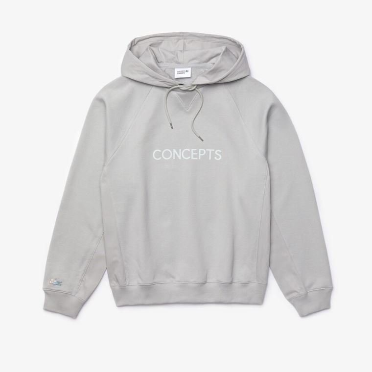 Lacoste CONCEPTS Collaboration Hætte Fleece Sweatshirt Grå | uYfP5f7n