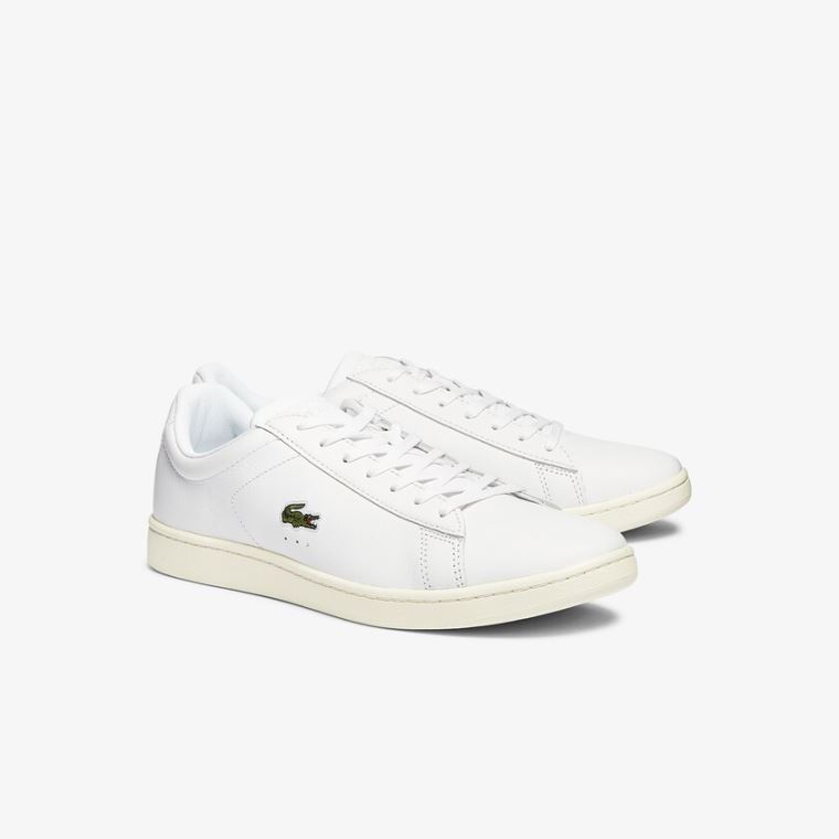 Lacoste Carnaby Evo Læder Accent Sneakers Hvide Grå | DbuxB2MJ