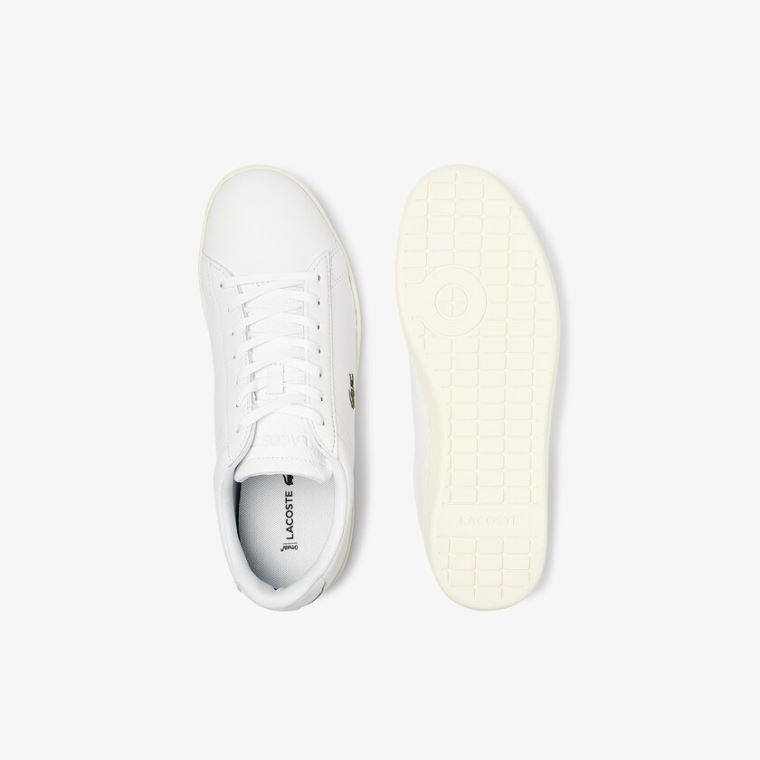 Lacoste Carnaby Evo Læder Accent Sneakers Hvide Grå | DbuxB2MJ