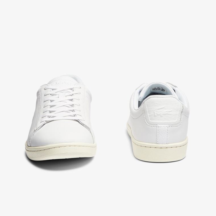 Lacoste Carnaby Evo Læder Accent Sneakers Hvide Grå | DbuxB2MJ